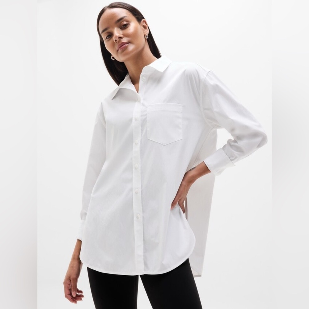 NWT Athleta Midday Relaxed Bright White Shirt Size Medium (#414480)